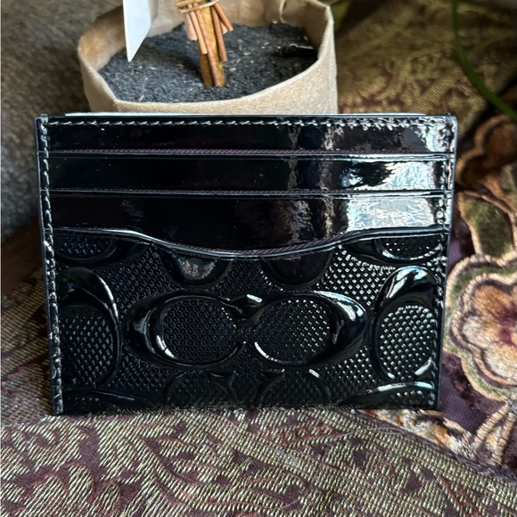 Authentic COACH signature patent leather Slim Id Card Case Wallet - Picture 2 of 8